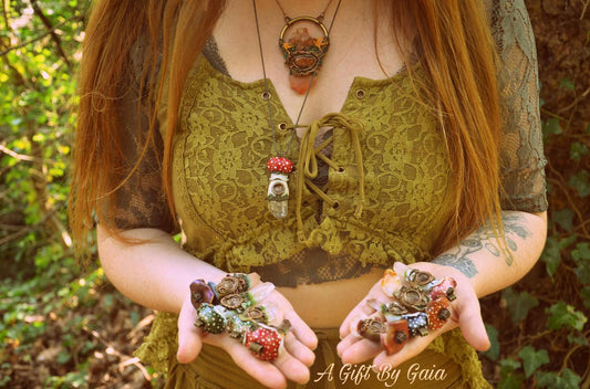 Handmade Pagan Celtic jewellery crystal polymer clay forest pendants A Gift By Gaia Holly McSweeney small business owner