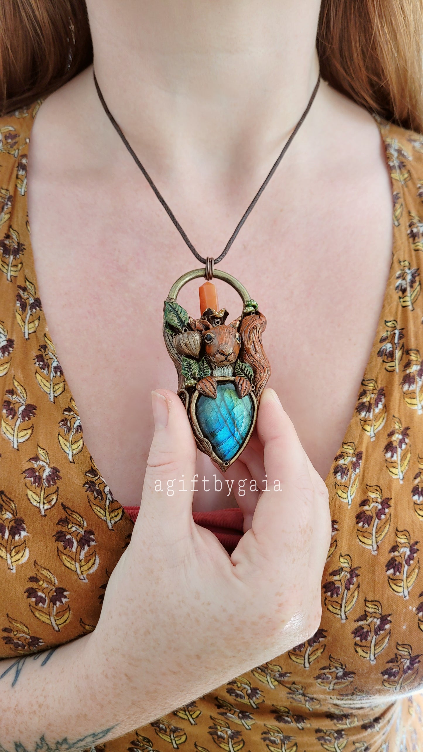 Red Squirrel Animal Talisman ~ Labradorite