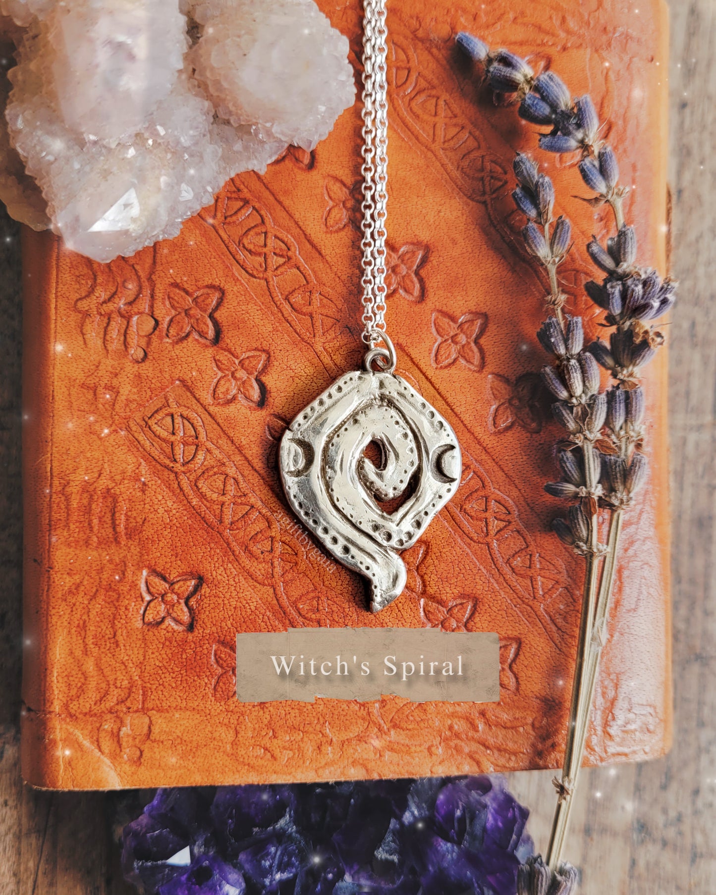 Witch’s Spiral Talisman Pendant ~ Fine Recycled Solid Silver