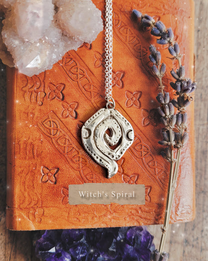 Witch’s Spiral Talisman Pendant ~ Fine Recycled Solid Silver