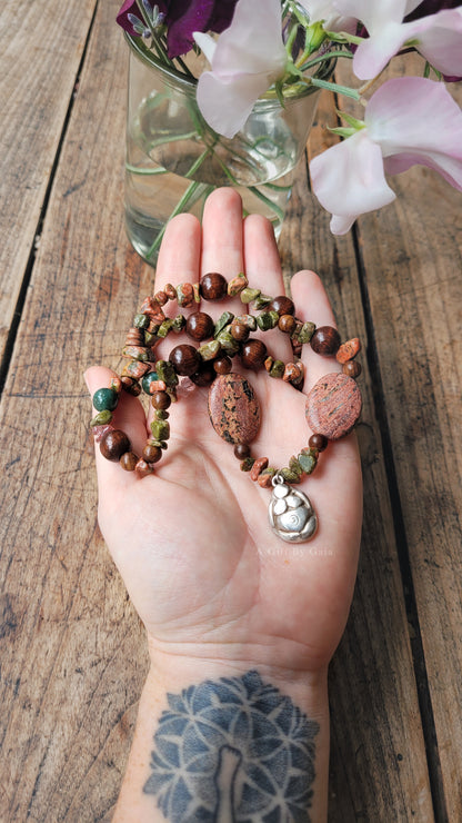 Spiral Goddess Fine Silver Talisman ~ Crystal beads