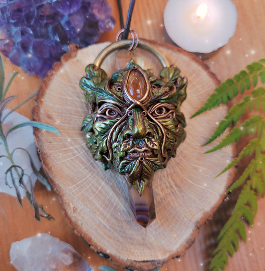 The Green Man Talisman ~ Citrine & Carnelian