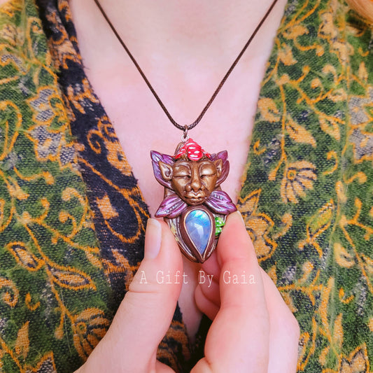 Fairy Pendant Talisman ~ Rainbow Moonstone