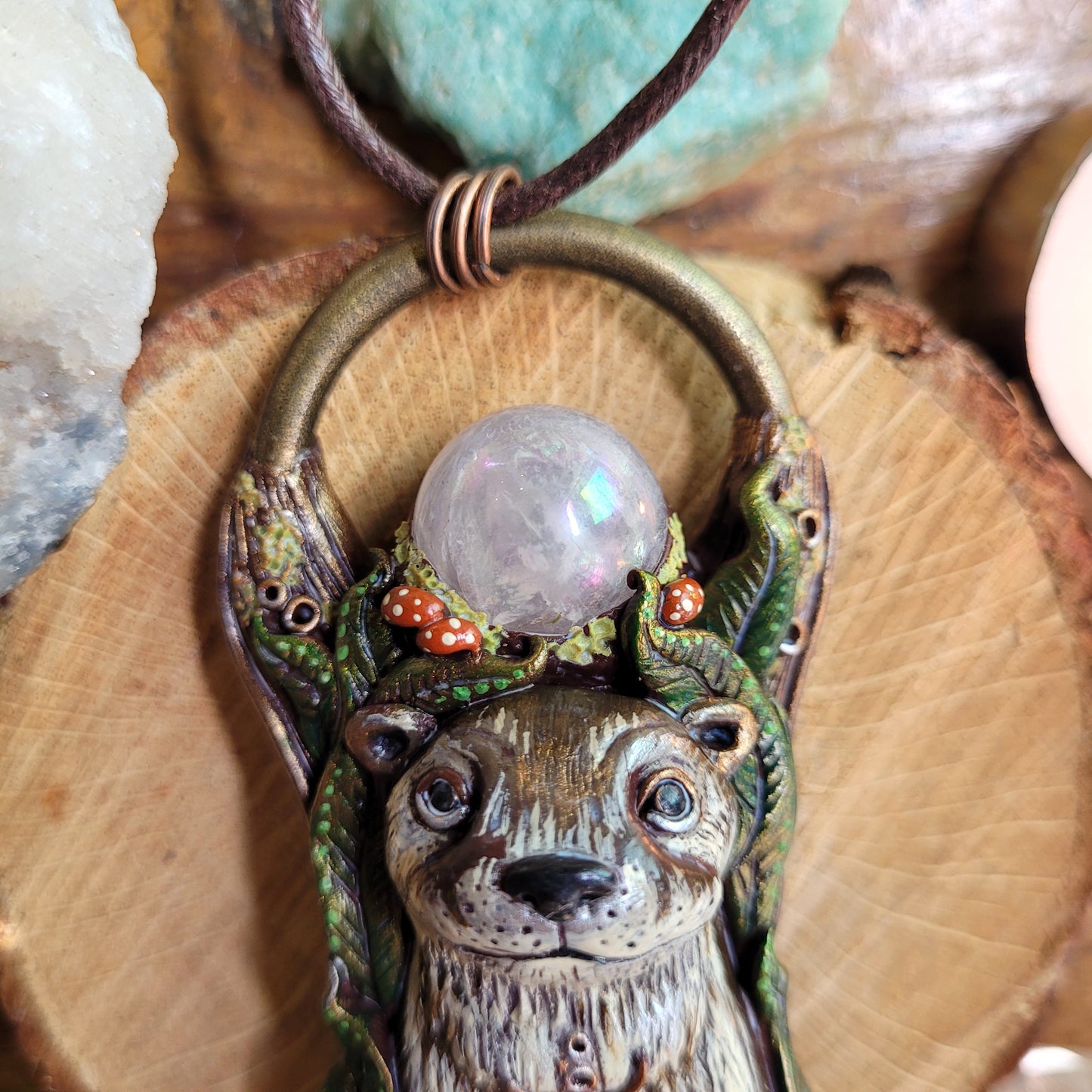 Otter in the Reeds Talisman ~ Aura Rose Quartz & Amazonite