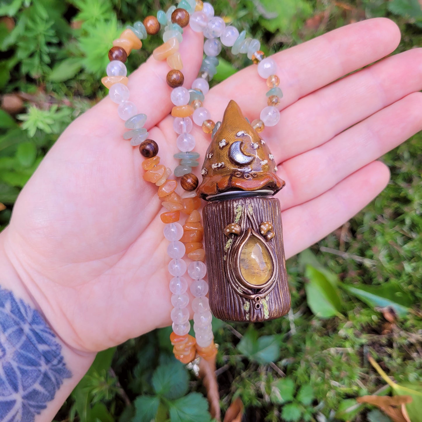 Keepsake Bottle Talisman ~ Citrine, Rose Quartz, Green Aventurine, Red Aventurine, Sandalwood