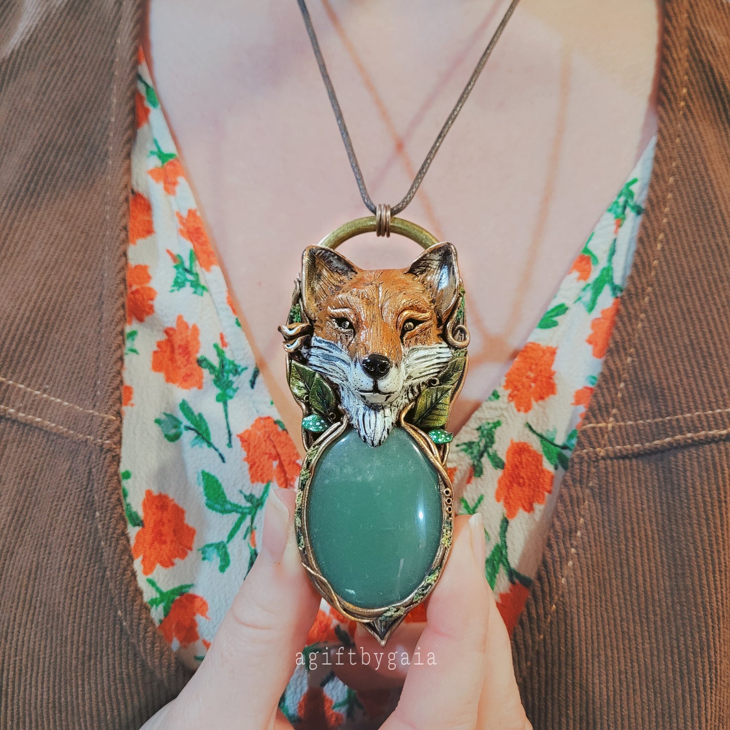 Fox in the Hedgerow ~ Green Aventurine