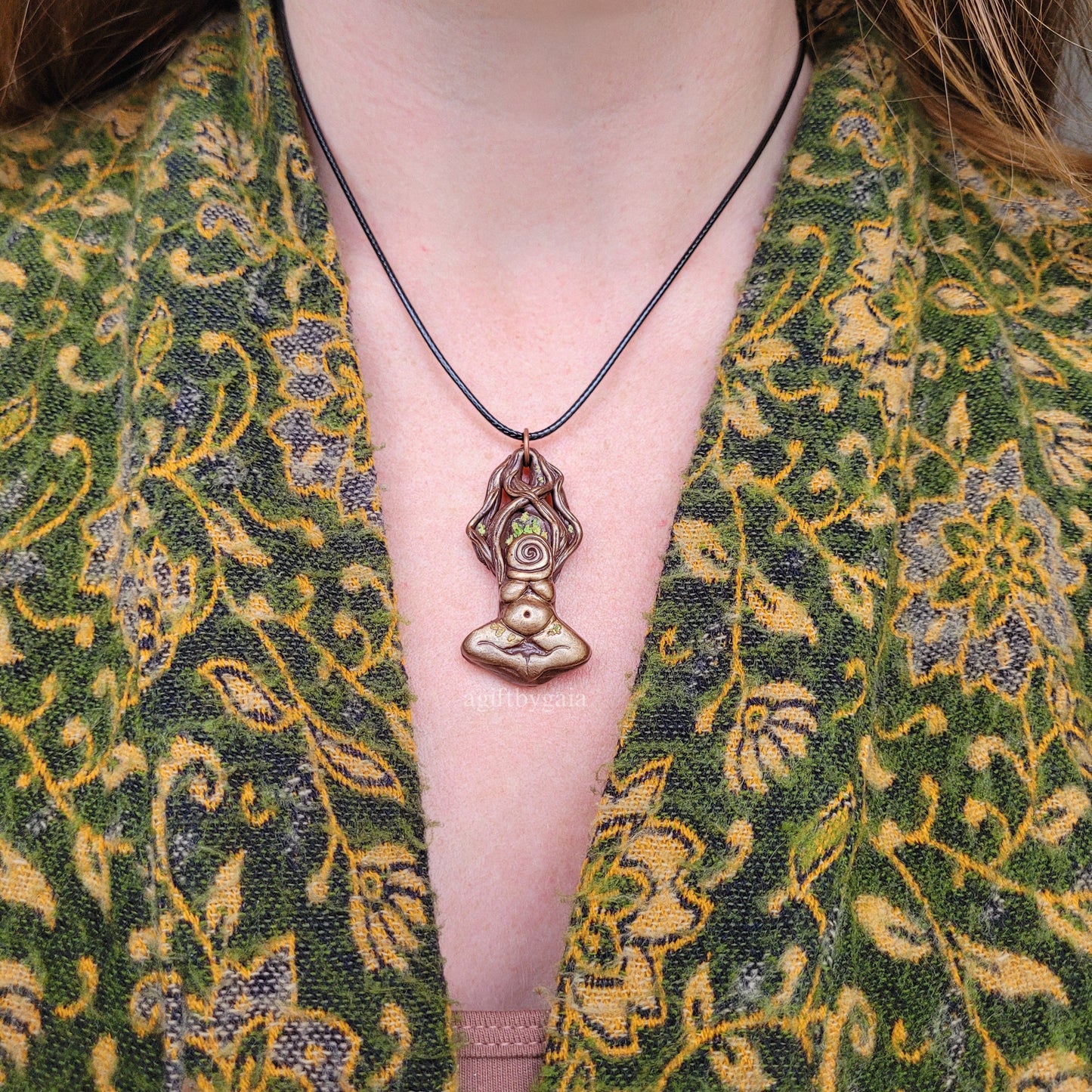 Earthy Tree Spiral Goddess ~ Clay Talisman