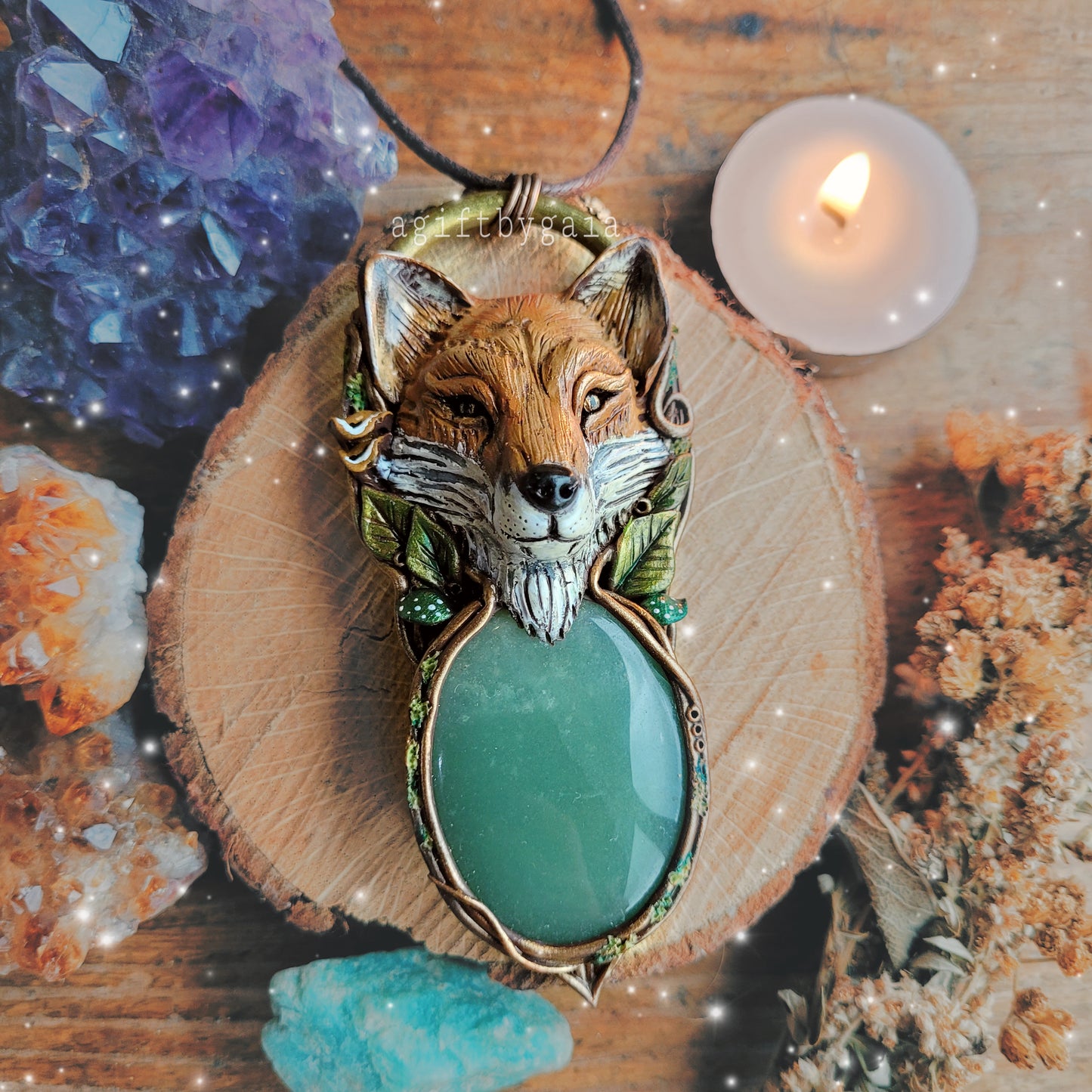 Fox in the Hedgerow ~ Green Aventurine