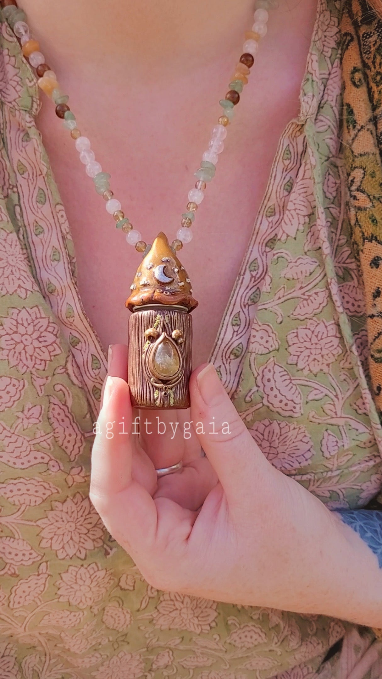 Keepsake Bottle Talisman ~ Citrine, Rose Quartz, Green Aventurine, Red Aventurine, Sandalwood