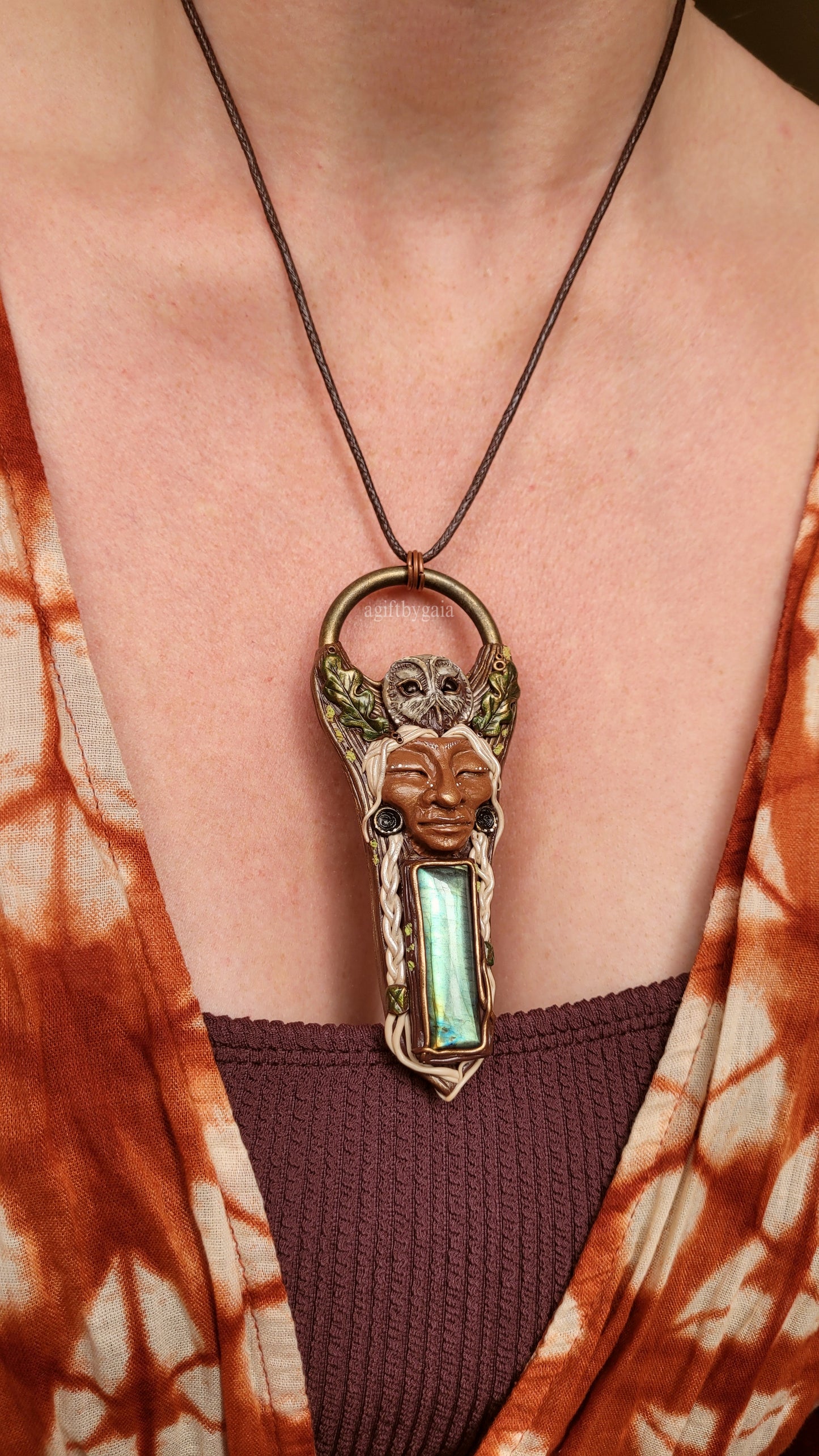 Wise Crone & Tawny Owl Talisman ~ Labradorite