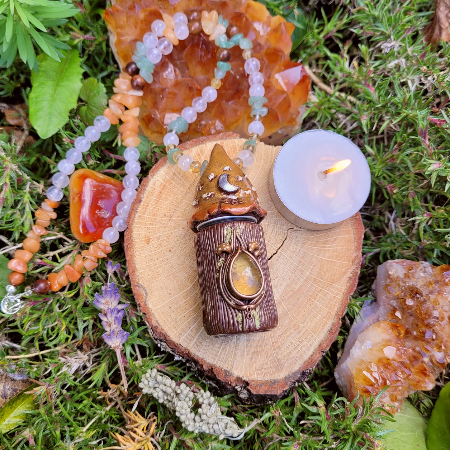 Keepsake Bottle Talisman ~ Citrine, Rose Quartz, Green Aventurine, Red Aventurine, Sandalwood