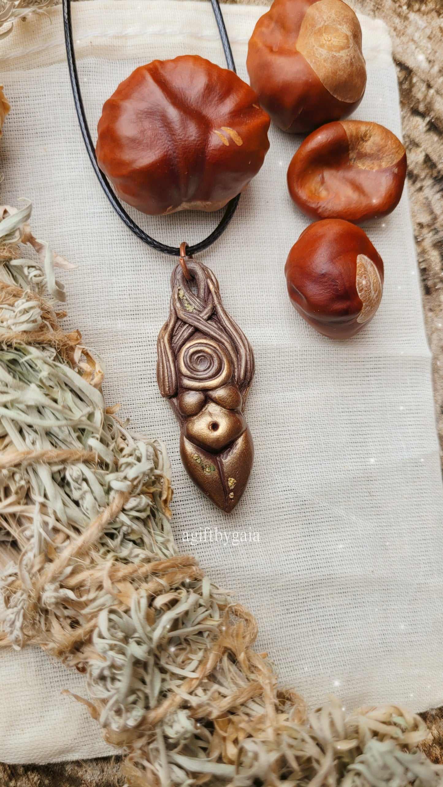 Earthy Tree Spiral Goddess ~ Clay Talisman