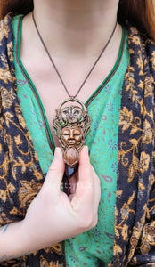 Tree Spirit Owl Goddess Talisman ~ Sunstone & Smoky Quartz