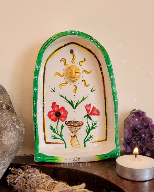 Sun, Mushroom & Field Poppy Energy Shrine