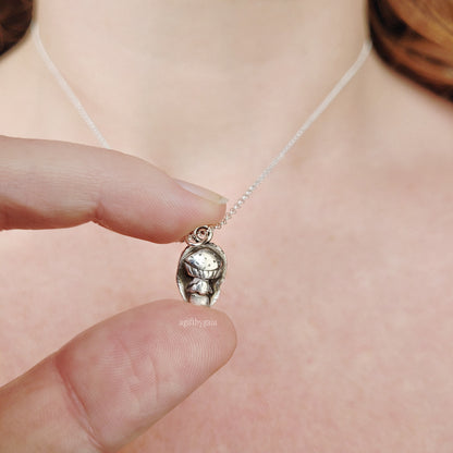 Forest Mushroom Talisman ~ Fine 999 Recycled Silver
