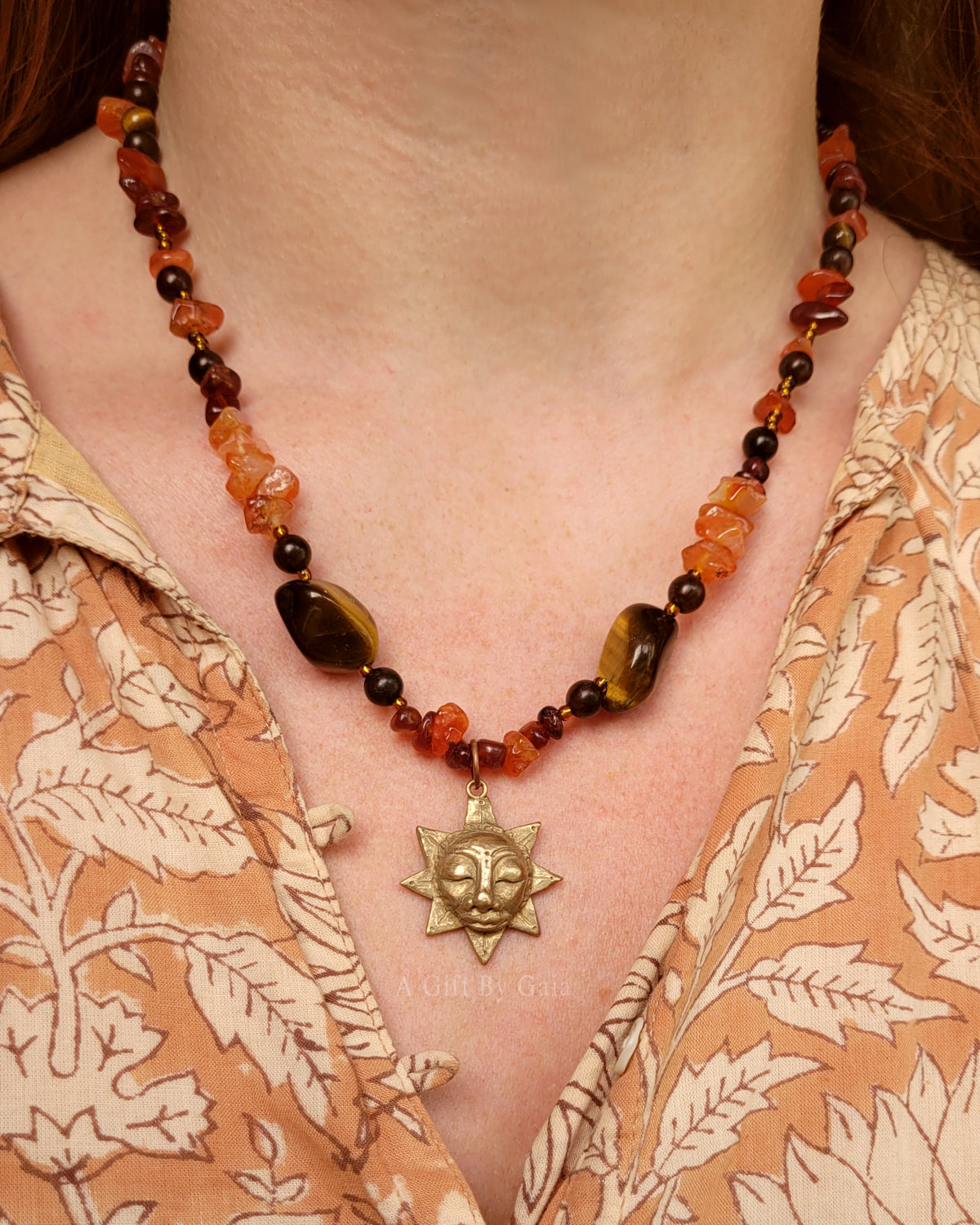 Sacred Sol Talisman ~ Bronze on crystal beads