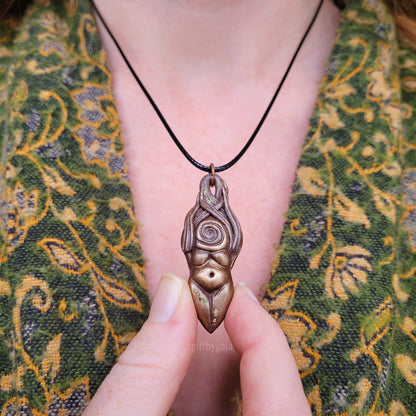Earthy Tree Spiral Goddess ~ Clay Talisman