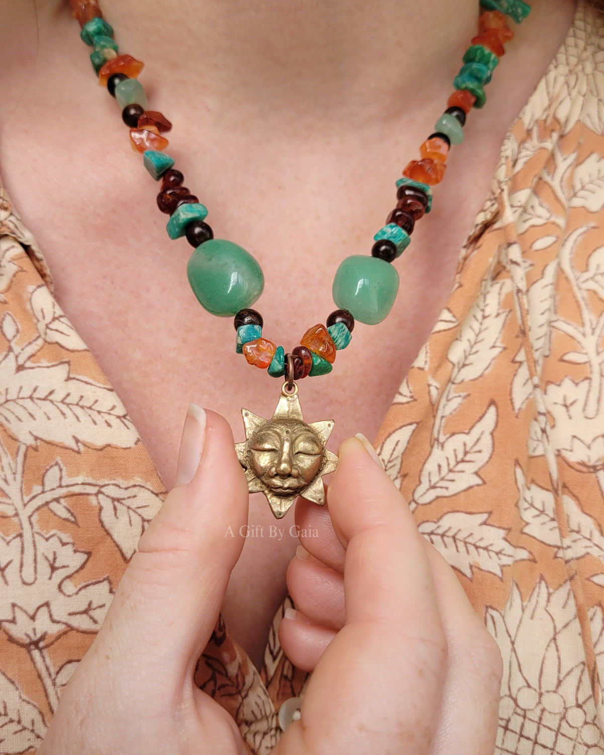 Sacred Sol Talisman ~ Bronze on crystal beads