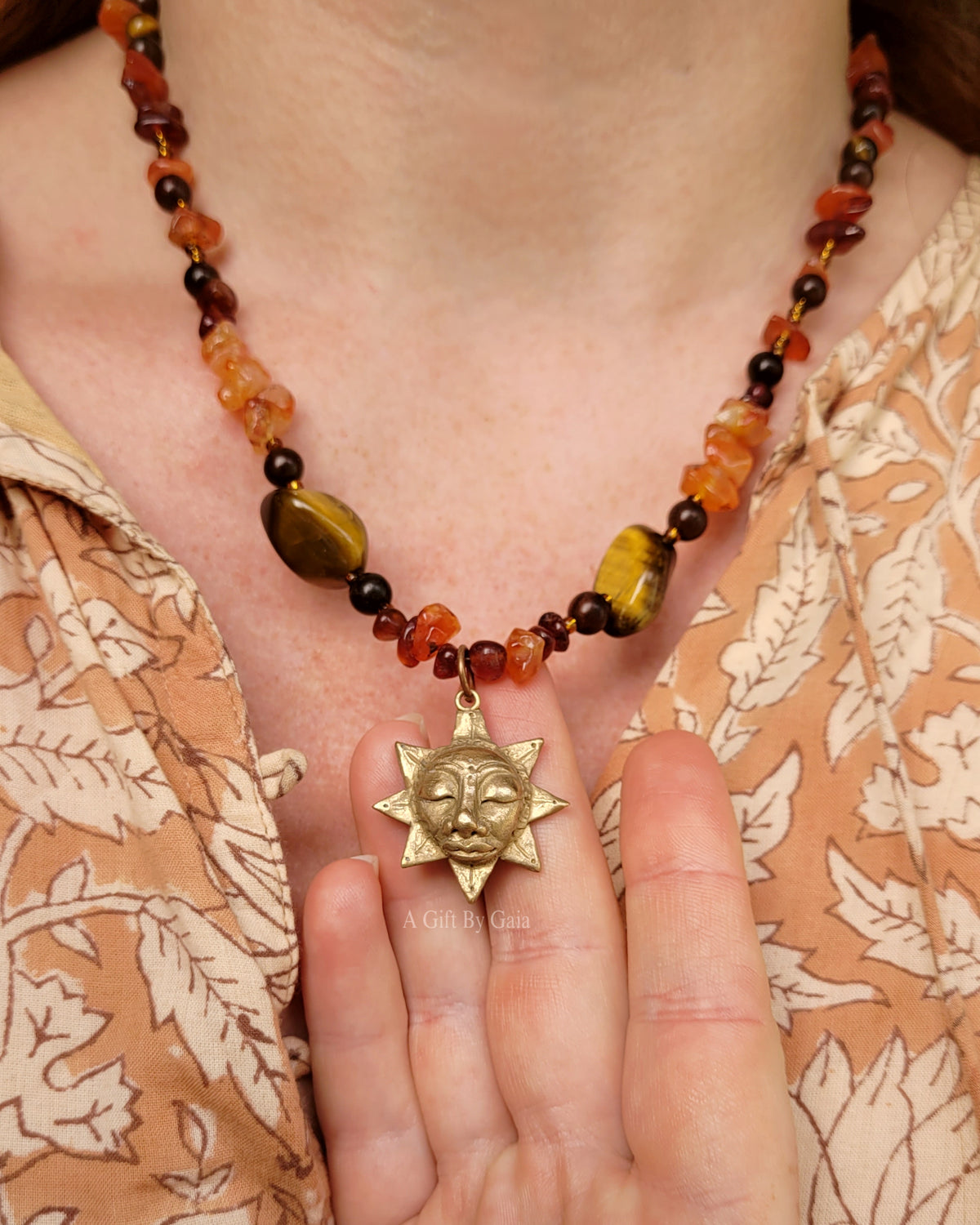 Sacred Sol Talisman ~ Bronze on crystal beads