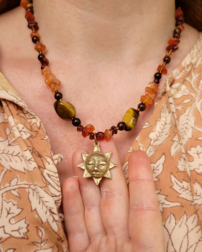 Sacred Sol Talisman ~ Bronze on crystal beads