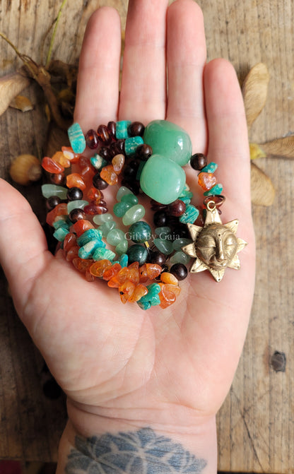 Sacred Sol Talisman ~ Bronze on crystal beads