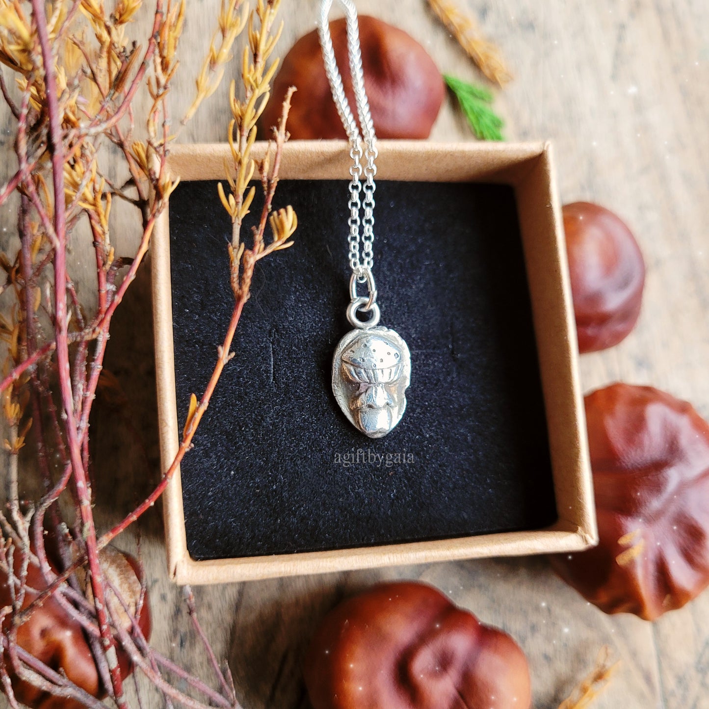 Forest Mushroom Talisman ~ Fine 999 Recycled Silver