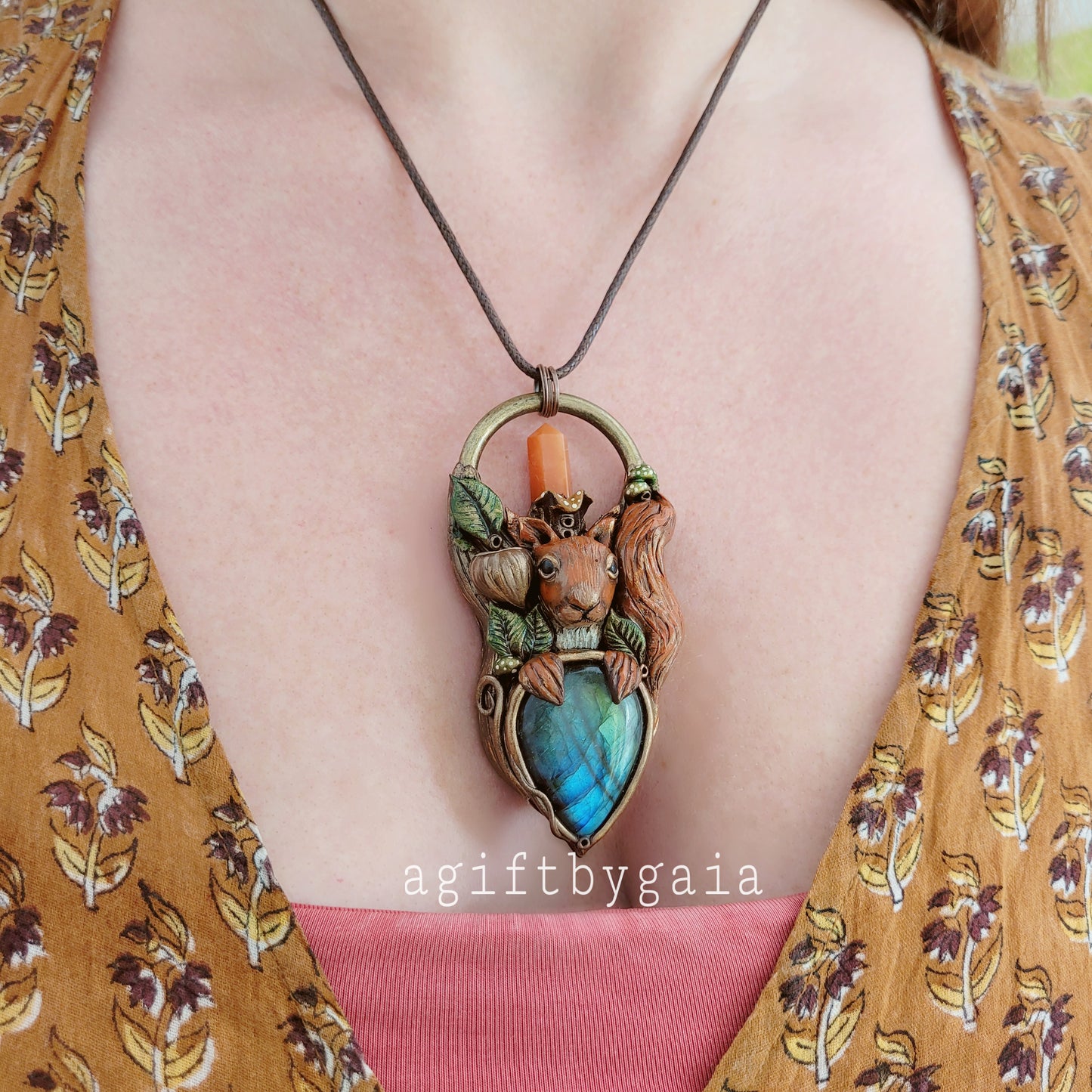 Red Squirrel Animal Talisman ~ Labradorite