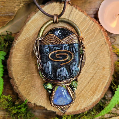 Stone Circle Labyrinth by Moonlight Talisman ~ Rainbow Moonstone