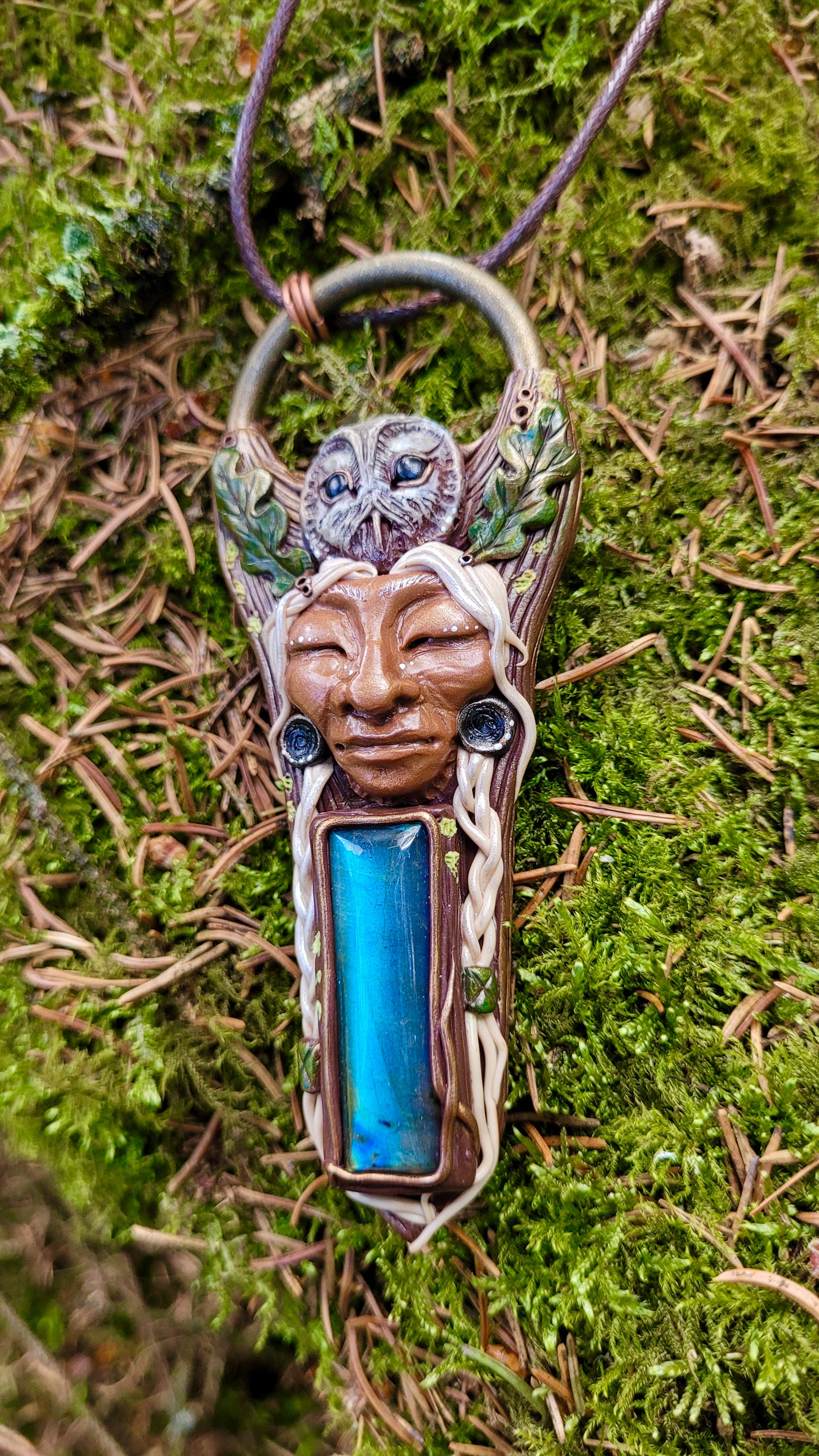 Wise Crone & Tawny Owl Talisman ~ Labradorite