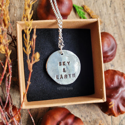 'Sky & Earth' Sacred Spell Coin Talisman ~ Fine recycled 999 Silver