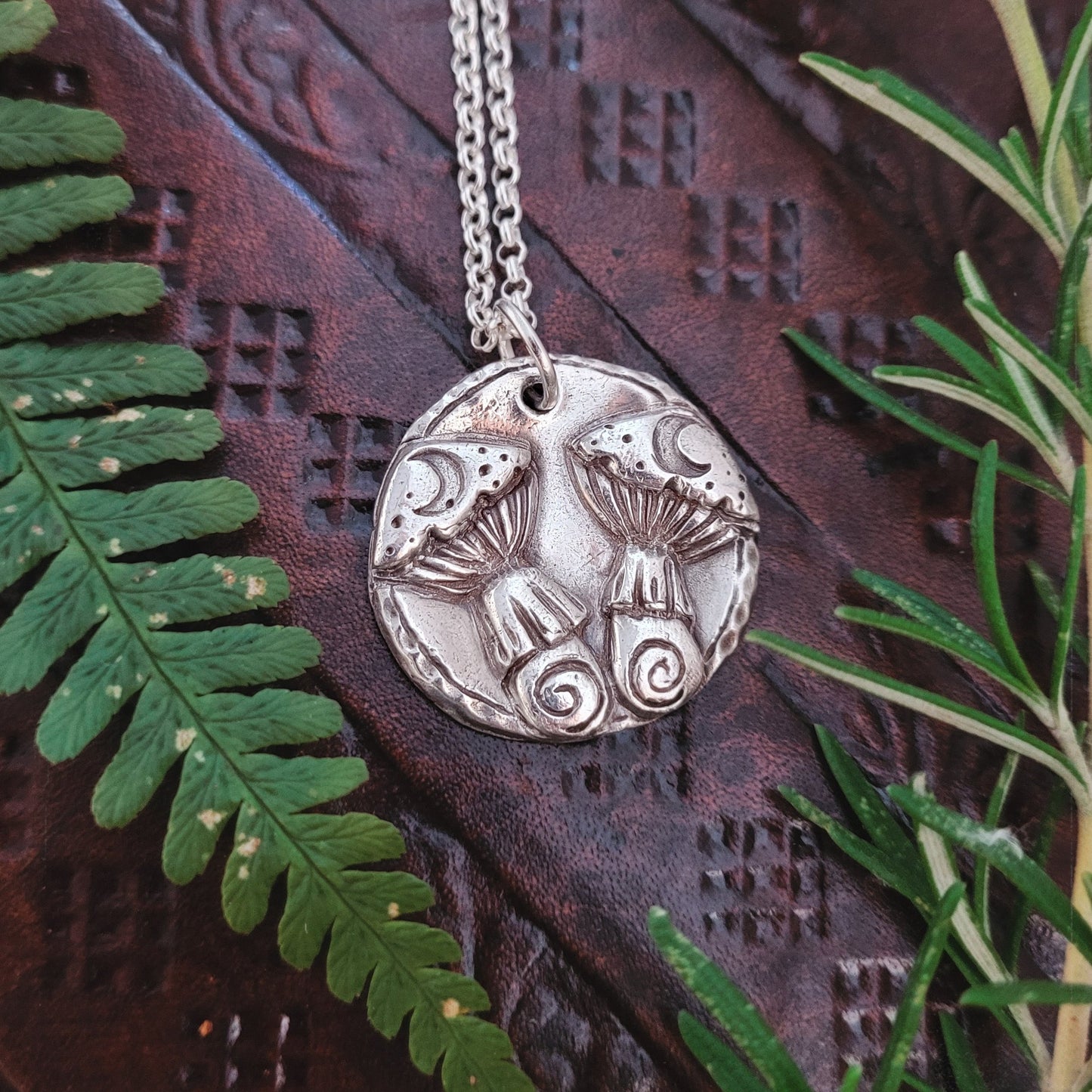 Fungi Spirit Coin Talisman ~ Fine recycled Silver