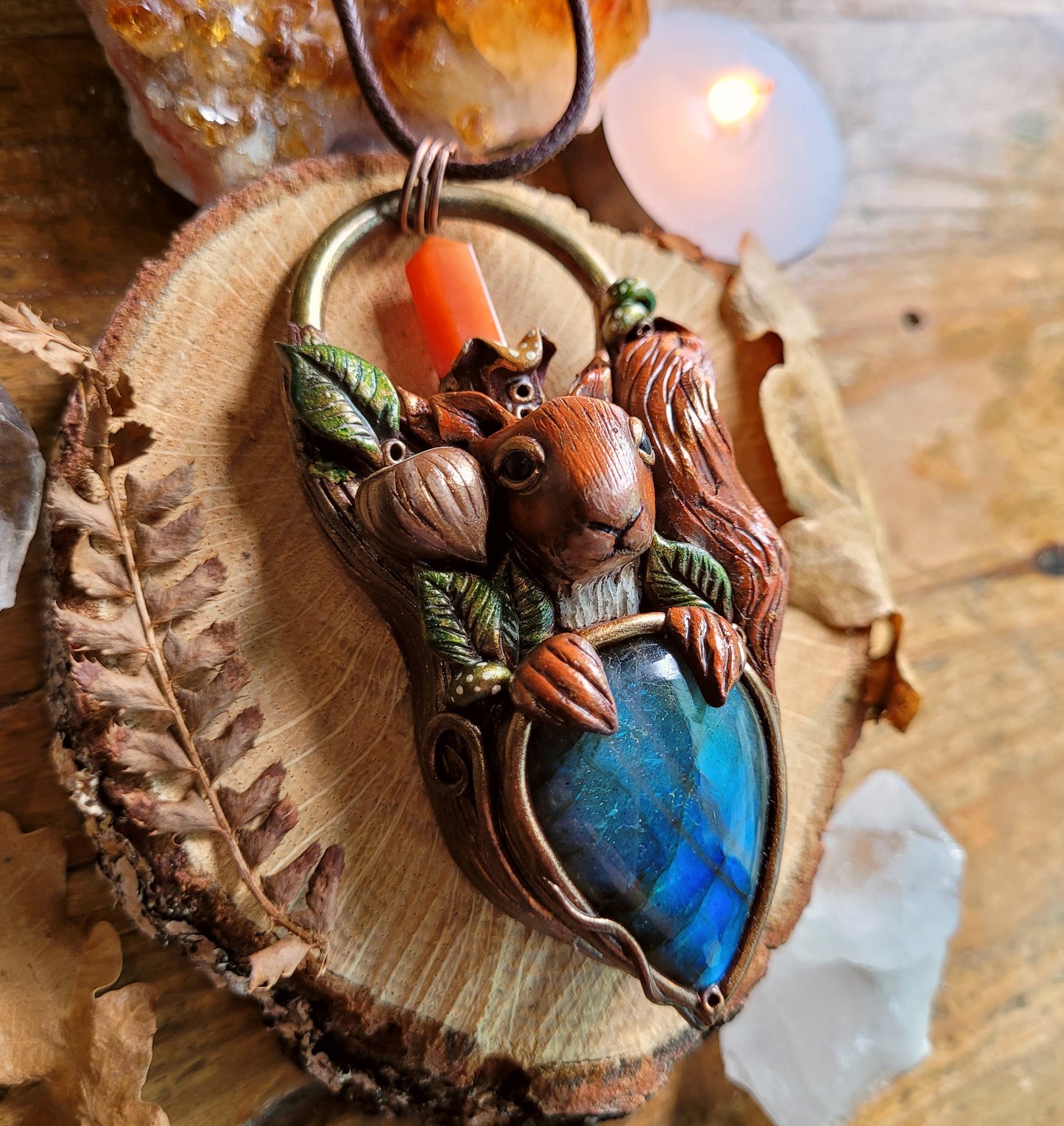 Red Squirrel Animal Talisman ~ Labradorite