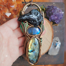 Load image into Gallery viewer, Crow in the Sage Talisman ~ Labradorite