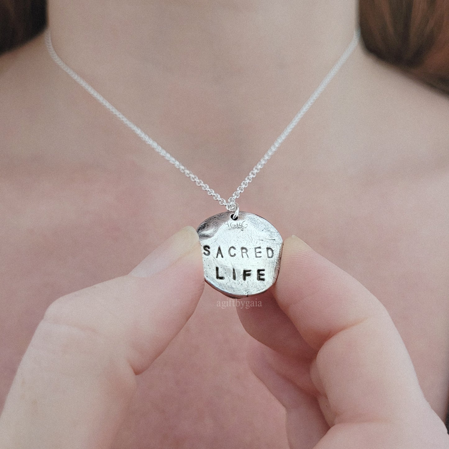 'Sacred Life' Spell Coin Talisman ~ Recycled Fine 999 Silver