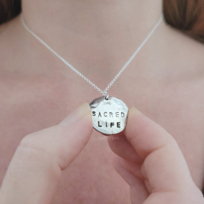 'Sacred Life' Spell Coin Talisman ~ Recycled Fine 999 Silver