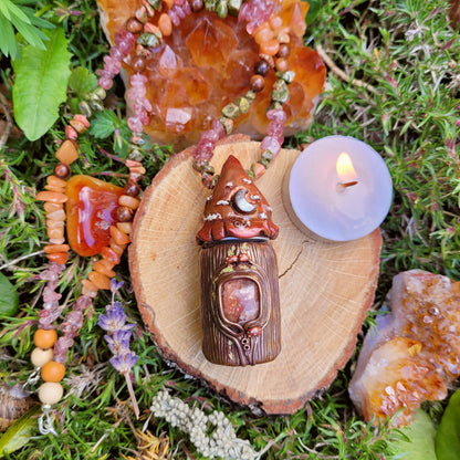 Keepsake Bottle Talisman ~ Sunstone, Unakite, Strawberry Quartz, Carnelian, Red Aventurine & Sandalwood