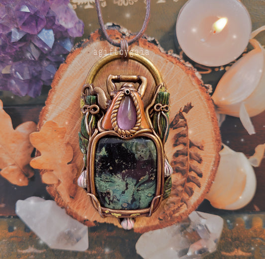 Hearth Witch Talisman ~ Kambaba Jasper & Amethyst