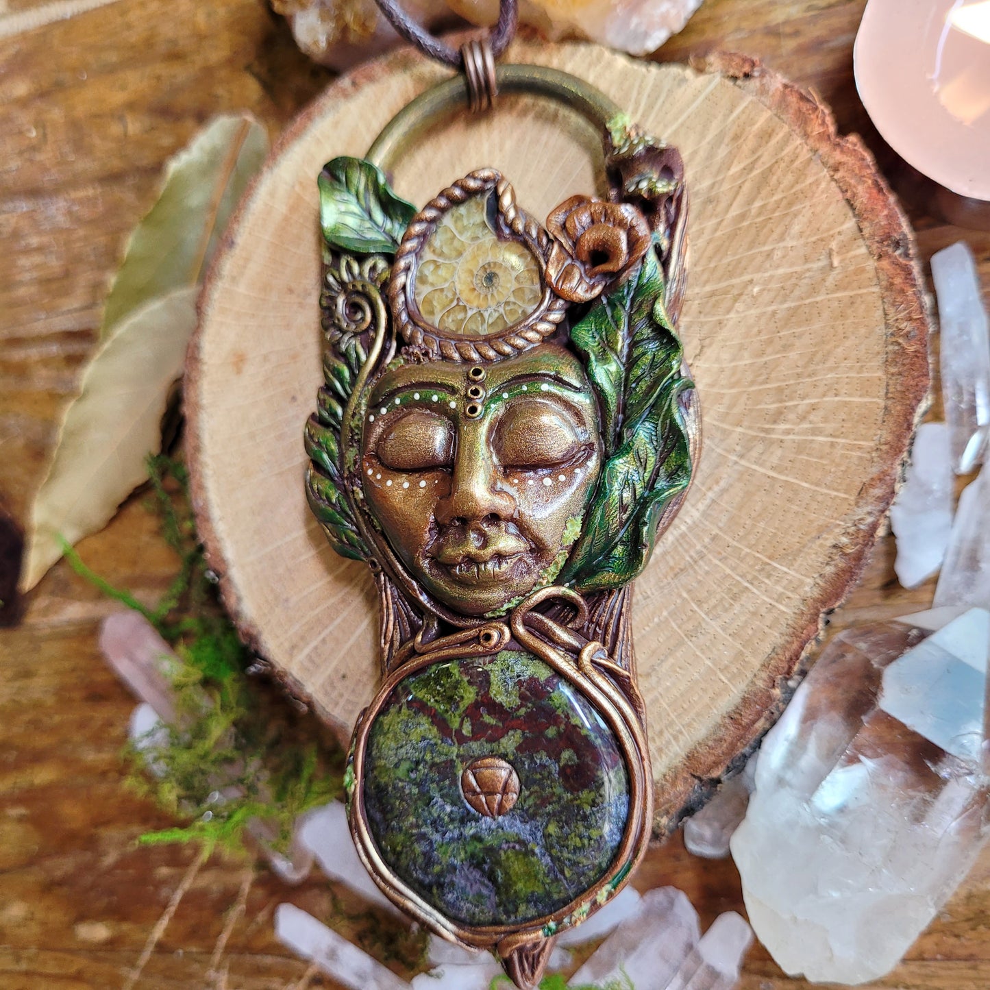 Earth Mother Goddess Talisman ~ Dragons Blood & Ammonite