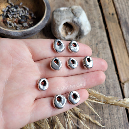 Stackable Hag stone Talismans ~ Recycled Fine Solid Silver