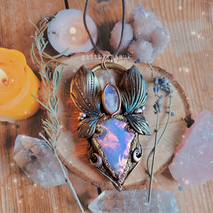 Cosmic Faery Talisman ~ Angel Aura Opalite, Rainbow Moonstone & Clear Quartz