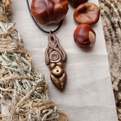 Earthy Tree Spiral Goddess ~ Clay Talisman