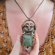 Load image into Gallery viewer, Tawny Owl Talisman (Autumn Edition) ~ Prehnite