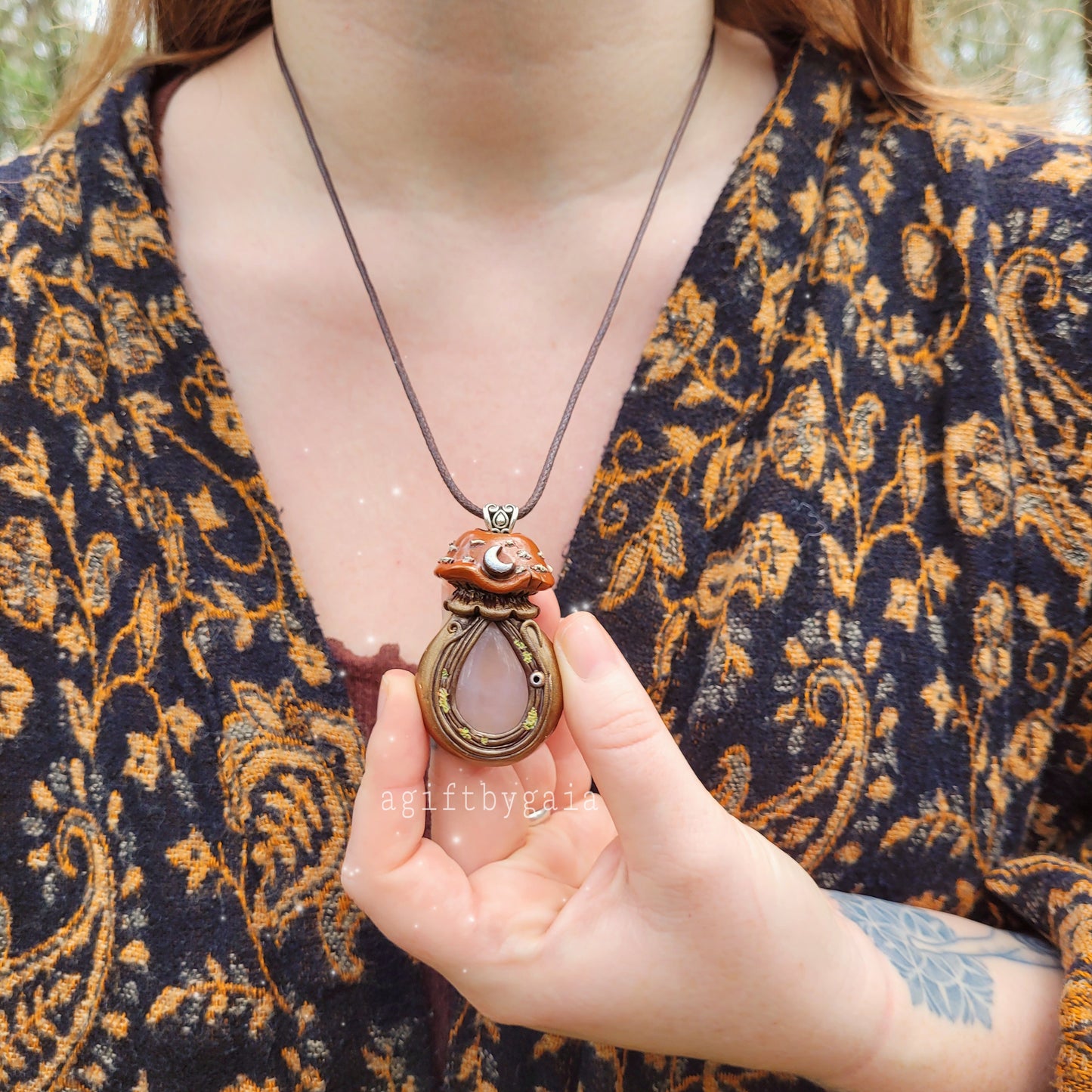 Self-love Crystal Moon Mushroom Talismans ~ Rose Quartz