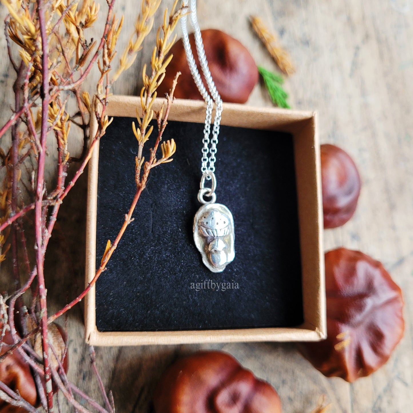 Forest Mushroom Talisman ~ Fine 999 Recycled Silver