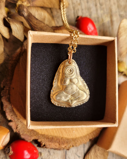 Spiral Earth Goddess Talisman ~ Bronze