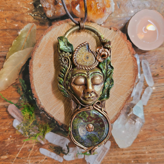 Earth Mother Goddess Talisman ~ Dragons Blood & Ammonite