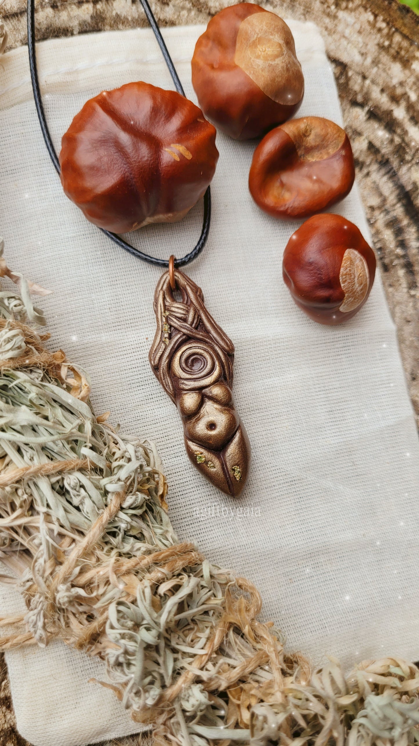 Earthy Tree Spiral Goddess ~ Clay Talisman