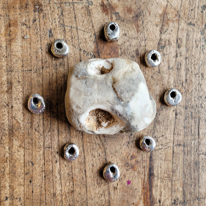 Stackable Hag stone Talismans ~ Recycled Fine Solid Silver