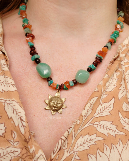Sacred Sol Talisman ~ Bronze on crystal beads