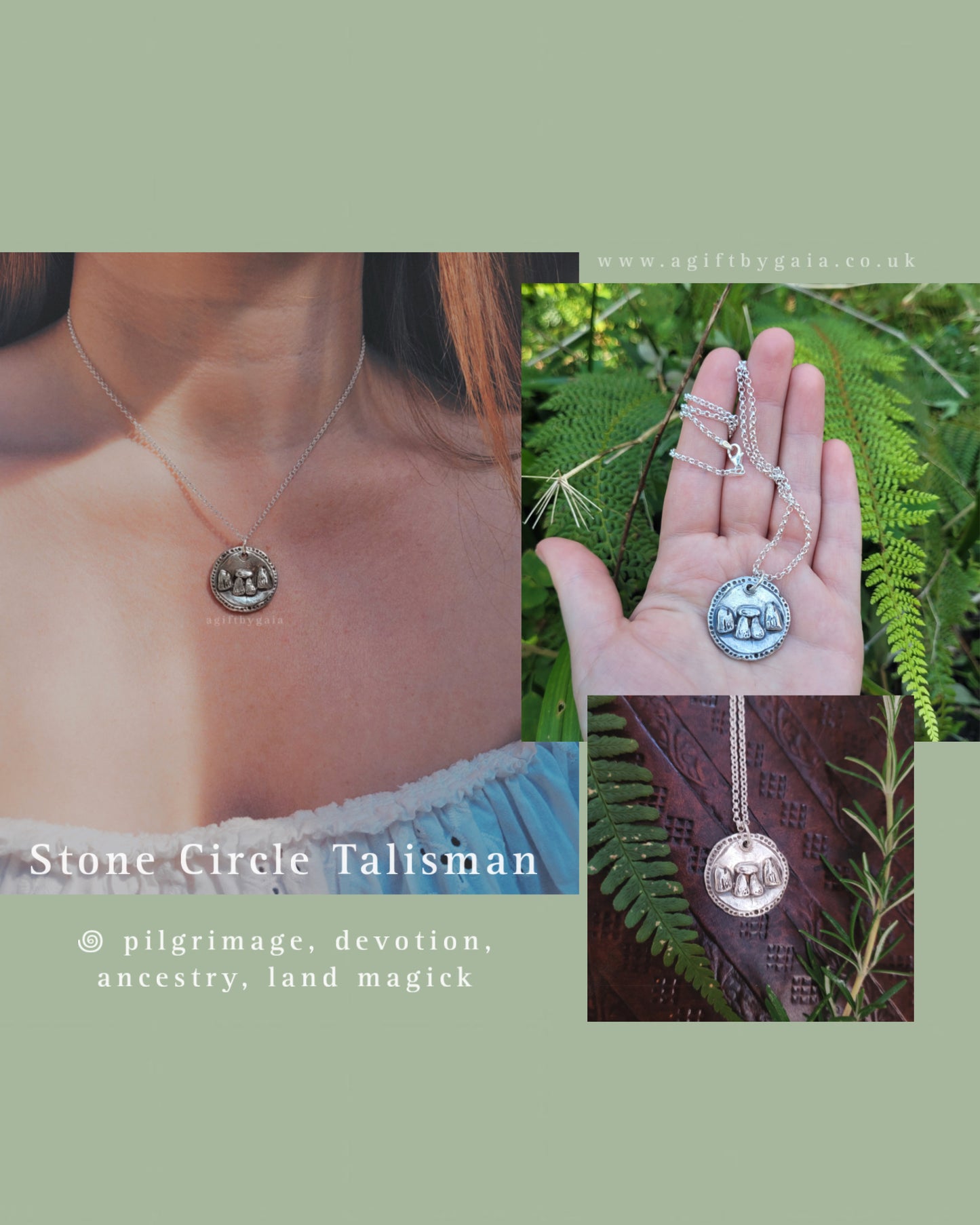 Stone Circle Coin Talisman ~ Fine recycled Silver